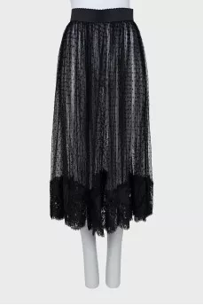 Transparent skirt with lace