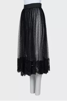 Transparent skirt with lace
