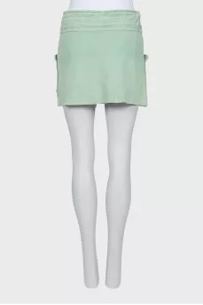 Suede skirt with patch pockets
