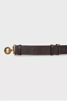 Leather belt with branded buckle
