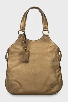 Gold colored leather bag