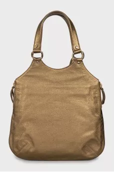 Gold colored leather bag