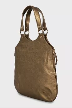 Gold colored leather bag