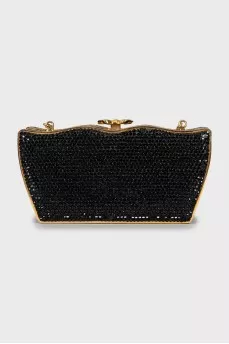 Bag decorated with black rhinestones