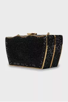 Bag decorated with black rhinestones