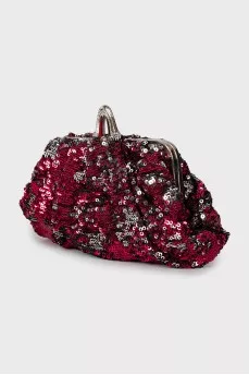 Two-tone sequin clutch
