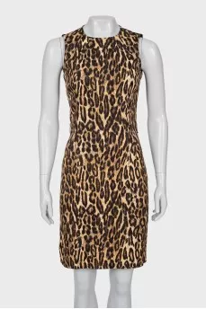 Fitted dress in leopard print