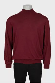 Men's red cashmere and silk turtleneck