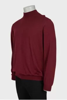 Men's red cashmere and silk turtleneck