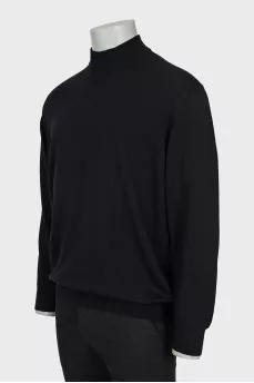 Men's black wool turtleneck