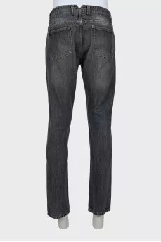 Men's distressed grey jeans