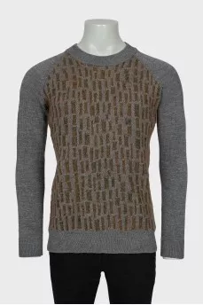 Men's wool sweater with relief pattern