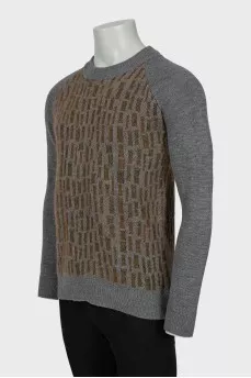 Men's wool sweater with relief pattern