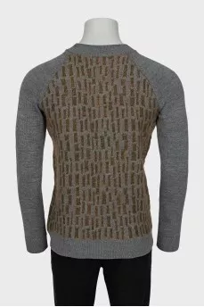 Men's wool sweater with relief pattern