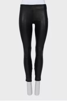 Leather pants with side zip