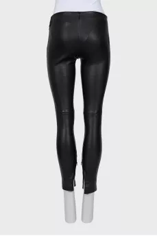 Leather pants with side zip