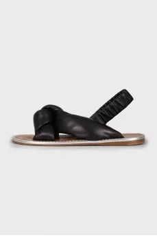 Black leather sandals