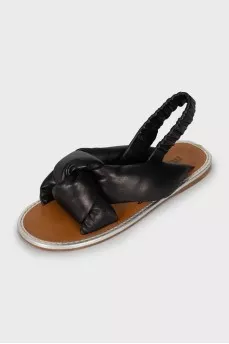 Black leather sandals