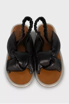 Black leather sandals