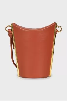 Brown leather bucket bag