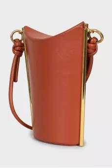 Brown leather bucket bag