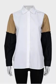 Shirt with two-tone sleeves