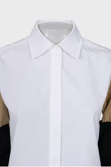 Shirt with two-tone sleeves