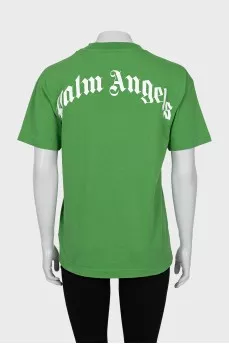 Green straight cut t-shirt with print