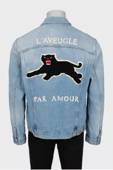 Men's Denim Jacket with Embroidery on the Back