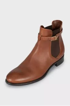 Leather chelsea boots with strap