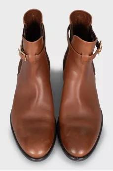 Leather chelsea boots with strap