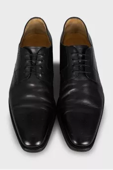 Men's leather shoes with square toe