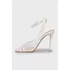 Fishnet stiletto sandals