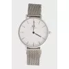 Silver watch on bracelet