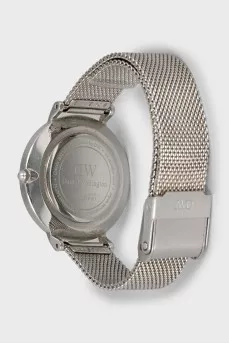 Silver watch on bracelet