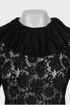 Lace blouse with zipper