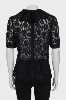 Lace blouse with zipper