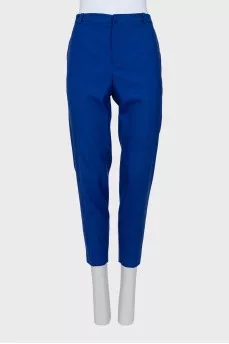 Blue wool trousers with creases