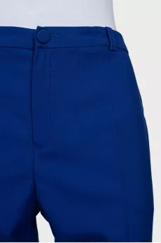Blue wool trousers with creases