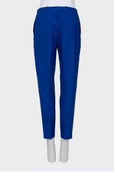 Blue wool trousers with creases