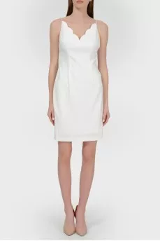 Sarafan midi on straps with a curly neckline with a tag