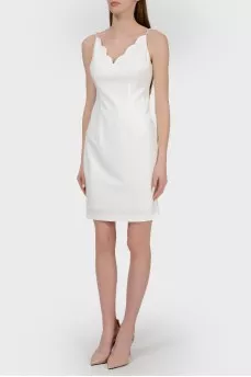 Sarafan midi on straps with a curly neckline with a tag