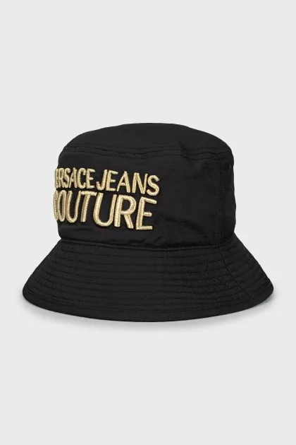 Black panama hat with gold embroidery
