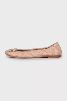 Leather ballet flats with signature perforation