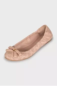 Leather ballet flats with signature perforation