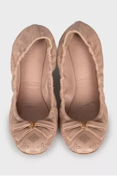 Leather ballet flats with signature perforation