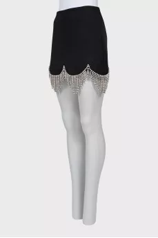 Mini skirt with rhinestone fringe