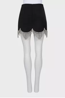 Mini skirt with rhinestone fringe