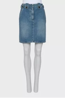 Straight cut denim skirt