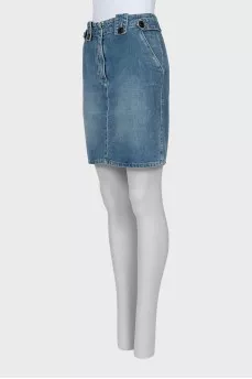 Straight cut denim skirt